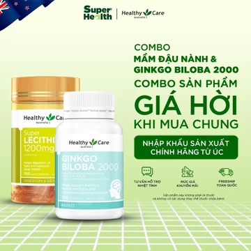 COMBO Mầm Đậu Nành Úc Healthy Care Super Lecithin 1200mg & Viên Uống Bổ Não Healthy Care GinkgoBiloba - Super Health