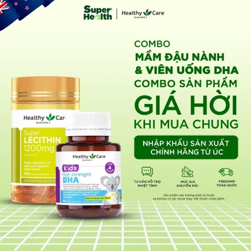 COMBO Mầm Đậu Nành Úc Healthy Care Super Lecithin & Viên Uống Bổ Sung Cho Bé Healthy Care DHA - Super Health