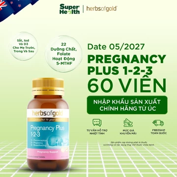 [Date 05/2027] Vitamin Tổng Hợp Cho Bà Bầu Herbs of Gold Pregnancy Plus 1-2-3 60 Viên - 22 Vitamin Khoáng Chất