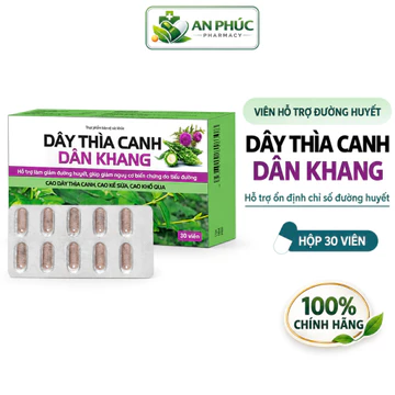 Viên Uống Dây Thìa Canh Dân Khang - Hỗ Trợ Làm Giảm Đường Huyết, Ổn Định Đường Huyết, Hộp 30 Viên