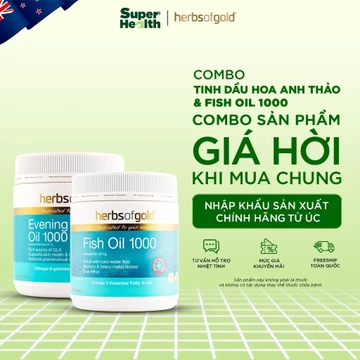 Combo Herbs of Gold Fish Oil 200 Viên & Herbs of Gold Hoa Anh Thảo Evening Primrose Oil 200 viên - Super Health
