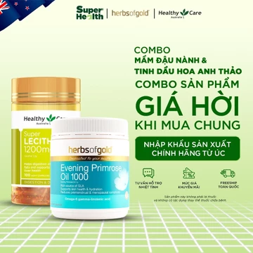 COMBO Mầm Đậu Nành HealthyCare Super Lecithin 1200mg Và Viên Uống Herbs of Gold Evening Primrose Daily - Super Health