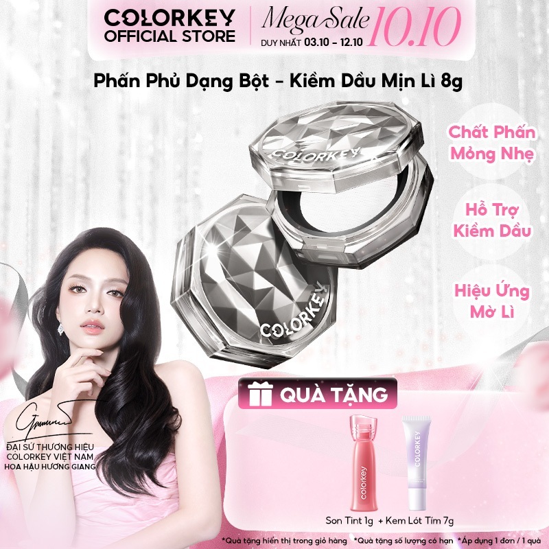 Phấn Phủ Bột Colorkey Kiềm Dầu 8g - Không Bị Flashback, Hạt Phấn Siêu Mịn, Mờ Lỗ Chân Lông, Lâu Trôi