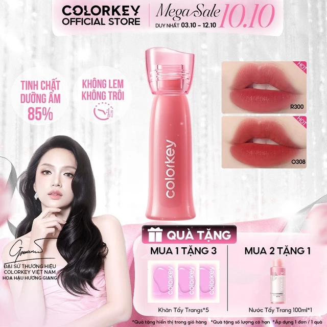 Son Watery Tint Colorkey Phiên Bản Mới Bền Màu Lâu Trôi, Không Dính Cốc, Siêu Mịn Môi 2.5g