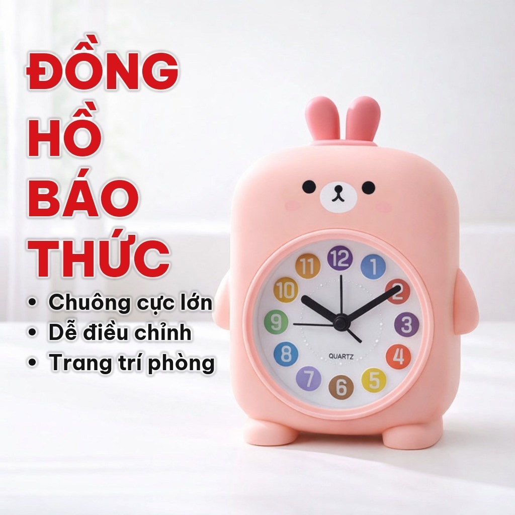 Đồng Hồ Báo Thức Hoạt Hình 11.5x16cm, Đồng Hồ Để Bàn Mini Dễ Thương Trang Trí Phòng Ngủ, Góc Học Tập