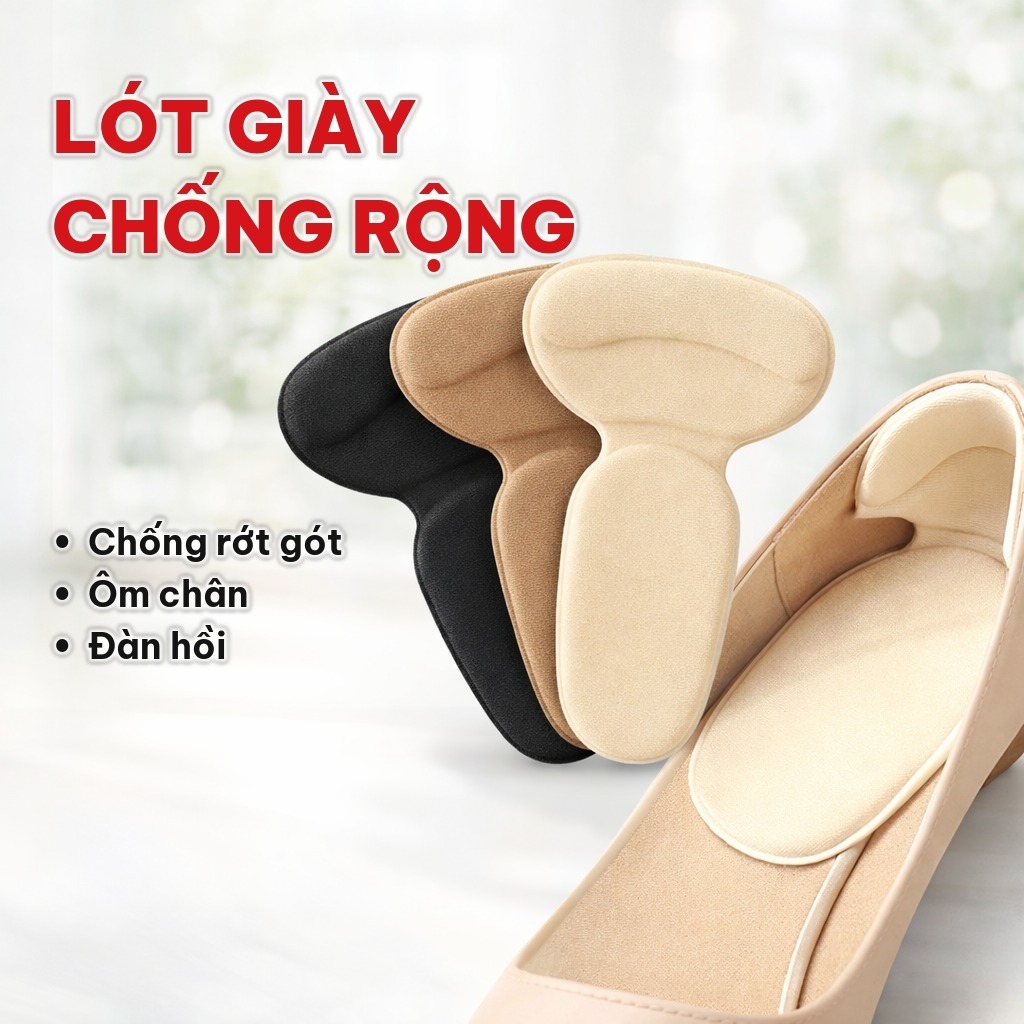 [COMBO 10] Lót Giày Chống Rộng Đàn Hồi, Miếng Lót Gót Giày Chống Rớt Gót, Ôm Chân Êm Ái, Bảo Vệ Chân