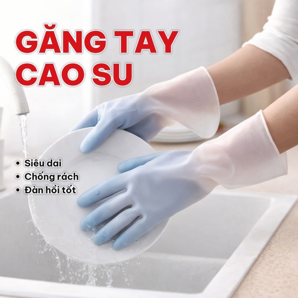Găng Tay Cao Su 2 Màu Siêu Dai, Bao Tay Cao Su Latex Chống Trượt Dùng Rửa Chén, Giặt Đồ, Vệ Sinh Nhà Cửa