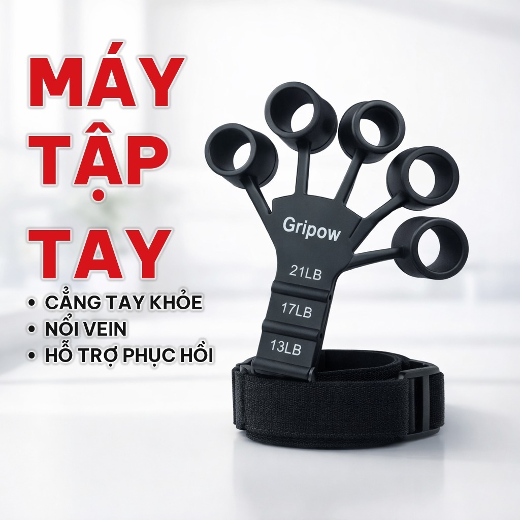 Dụng Cụ Tập Cơ Tay Gripow Bằng Silicone, Máy Tập Ngón Tay 3 Mức Kháng Lực, Phục Hồi Cẳng Tay Sau Chấn Thương