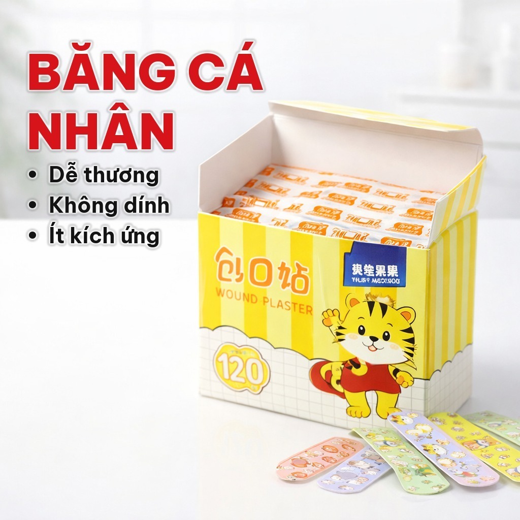 (COMBO 2) Băng Y Tế Hoạt Hình Hộp 120 Miếng, Băng Cá Nhân Cho Trẻ Em, Ít Thấm Nước, Tránh Nhiễm Trùng