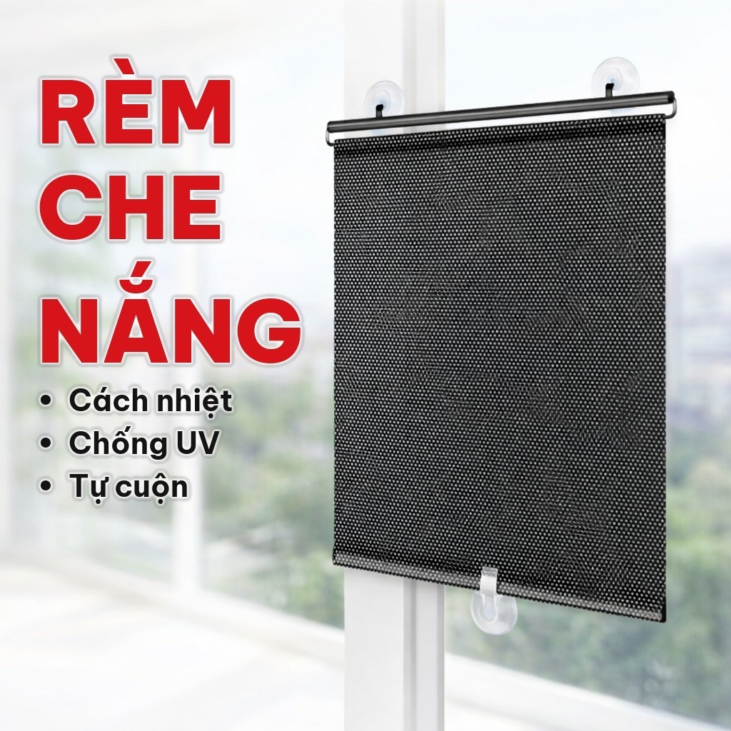 Rèm Che Nắng Ô Tô 58x125cm Tự Cuộn Gọn, Màn Che Nắng Phản Quang Cách Nhiệt, Chống Tia UV Cho Cửa Kính