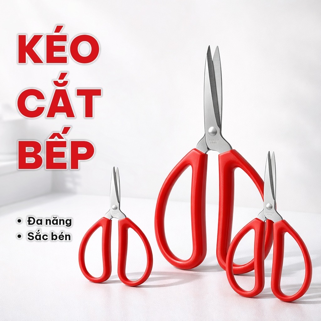 (COMBO 5) Kéo Cắt Thực Phẩm Đa Năng, Kéo Làm Bếp Inox Cán Nhựa, Dùng Cắt Gà, Thịt, Rau Và Giấy Tiện Lợi
