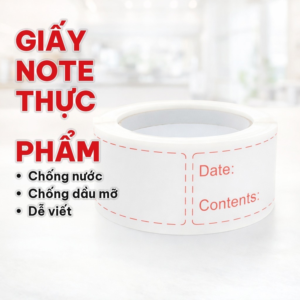 (COMBO 5) Giấy Note Thực Phẩm Chống Nước, Tem Dán Lọ Gia Vị Dễ Viết, Ghi Tên Ngày Tháng Cho Hộp Bảo Quản