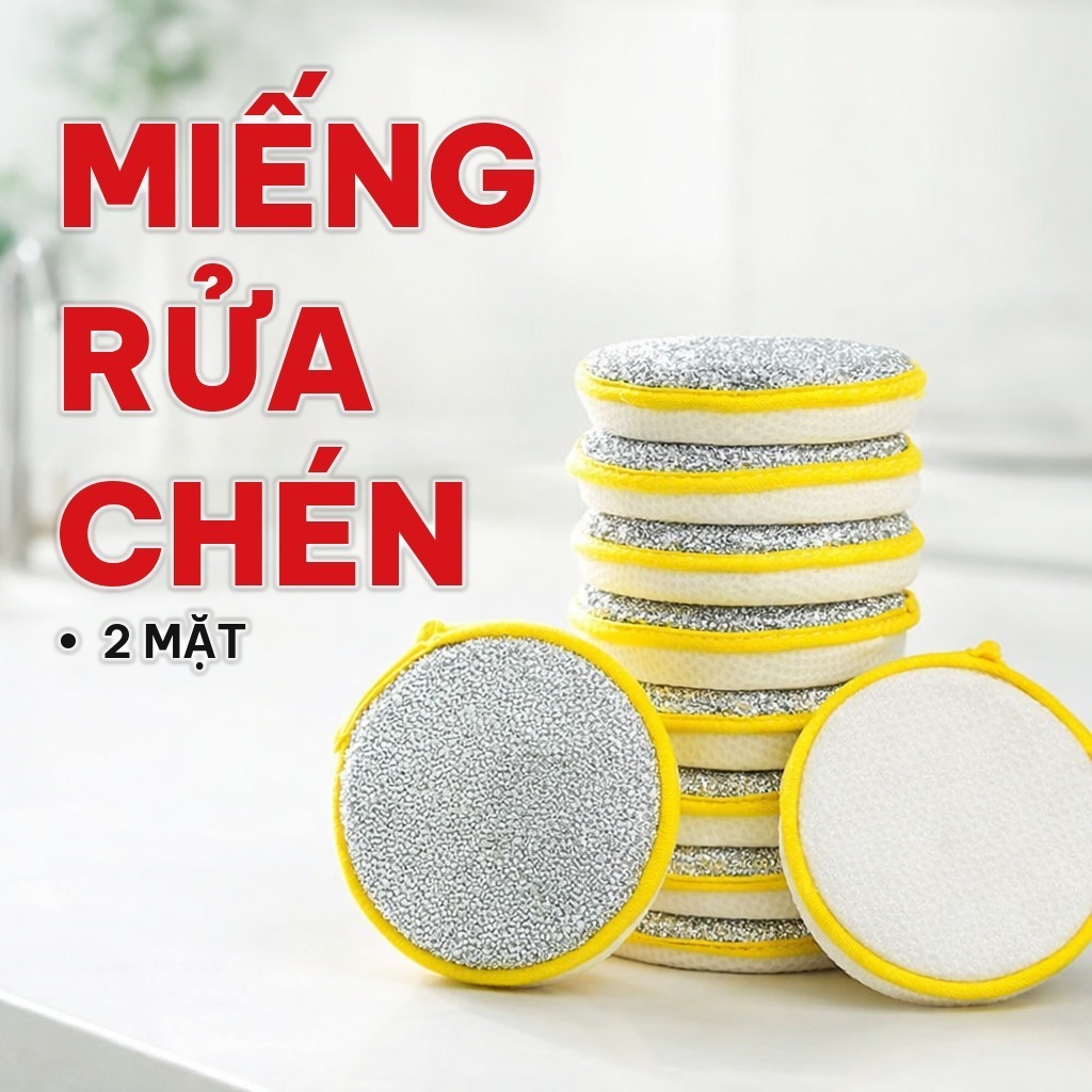 [COMBO 10] Miếng Rửa Chén Bát 2 Mặt 12cm, Miếng Chà Xoong Nồi Chảo Đa Năng - Dụng Cụ Vệ Sinh Nhà Bếp