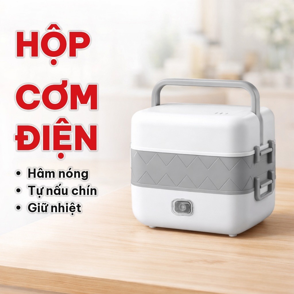 Hộp Cơm Cắm Điện 2 Tầng 4 Ngăn Inox 304, Cạp Lồng Hâm Nóng Và Tự Nấu, Đựng Cơm Đi Làm, Bảo Hành 6 Tháng