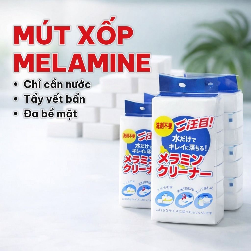 (COMBO 10) Mút Xốp Melamine, Mút Tẩy Rửa Đa Năng Vết Bẩn Cứng Đầu, Làm Sạch Đa Bề Mặt Không Cần Hóa Chất