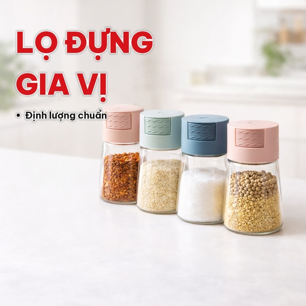 (SET4) Lọ Đựng Gia Vị Thủy Tinh 180ml, Nút Bấm Định Lượng, Hũ Đựng Gia Vị Chống Ẩm Cho Nhà Bếp Tiện Lợi