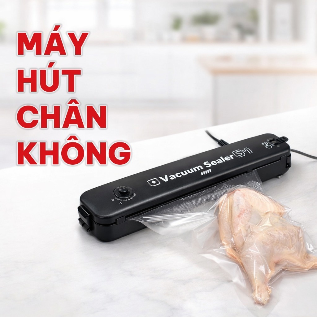 Máy Hút Chân Không Thực Phẩm, Máy Hàn Miệng Túi Kèm 10 Túi Nhám, Bảo Quản Thức Ăn, Dụng Cụ Nhà Bếp Gia Đình