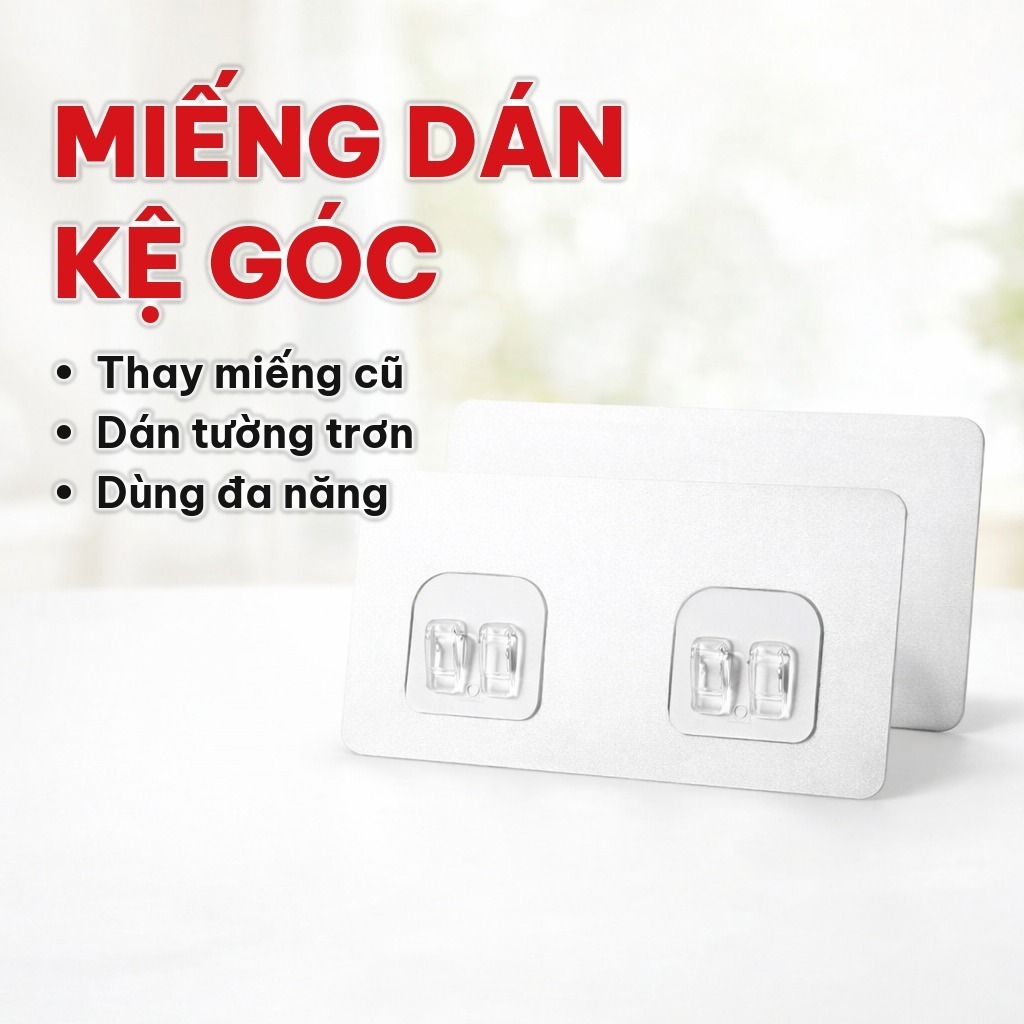 [COMBO 10] Miếng Dán Tường Kệ Góc Siêu Dính, Miếng Dán Thay Thế Cho Kệ Hình Chữ Nhật Nhà Tắm, Nhà Bếp, PP + Acrylic