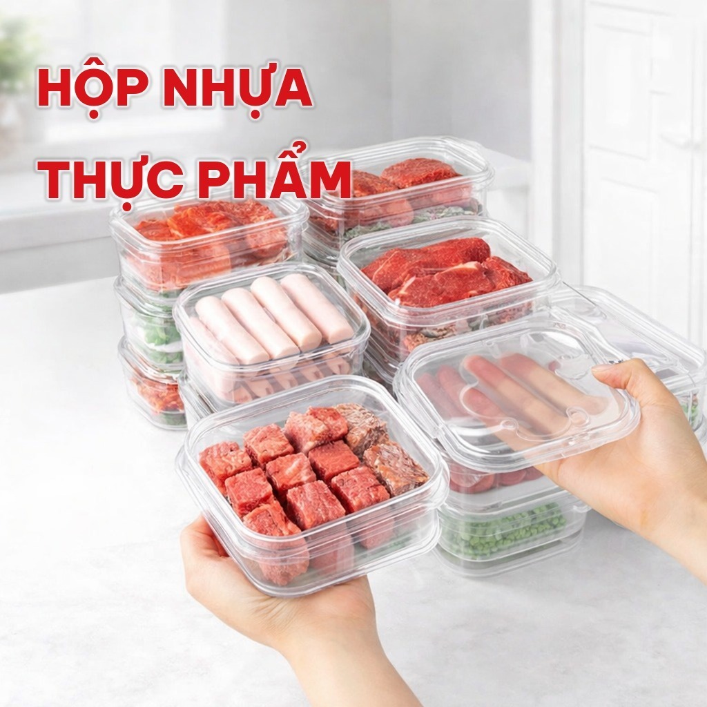 [COMBO 10] Hộp Nhựa Đựng Thực Phẩm Trong Suốt, Hộp Đựng Thực Phẩm Bằng Nhựa PP, Bảo Quản Trong Tủ Lạnh