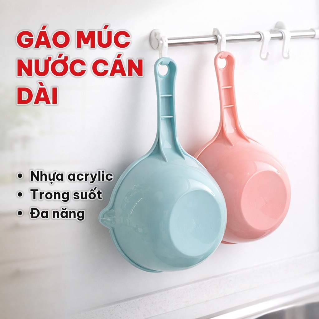 (COMBO 5) Gáo Múc Nước Cán Dài Đa Năng, Ca Múc Nước Nhựa Acrylic Tiện Dụng Trong Nhà Tắm, Nhà Bếp Gia Đình