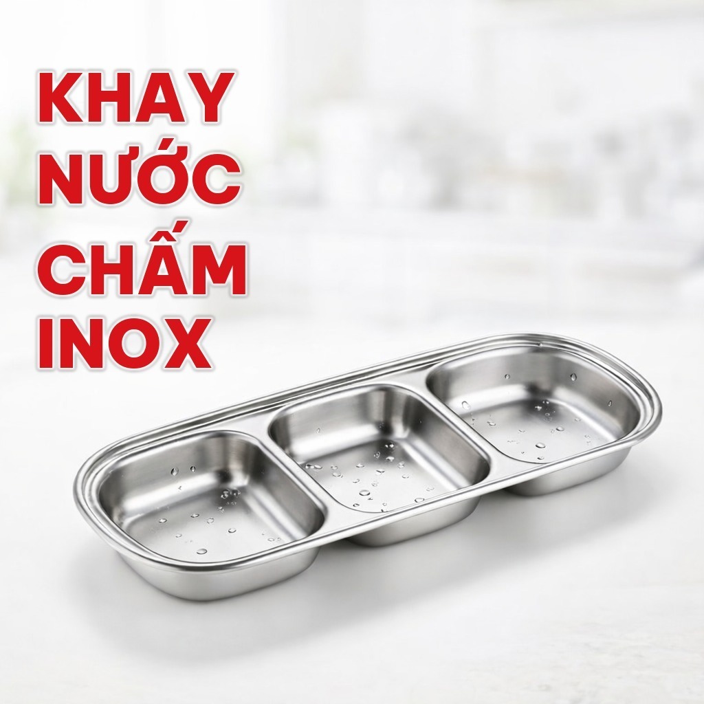Khay Đựng Nước Chấm Inox 304, Khay Đựng Gia Vị 3 Ngăn 4 Ngăn, Dùng Cho Gia Đình, Nhà Hàng Và Quán Ăn