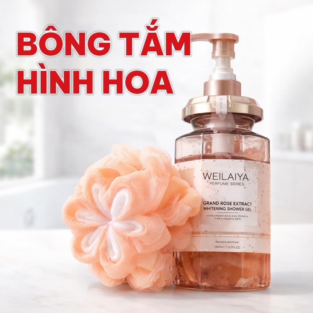 Bông Tắm Tròn Tạo Bọt, Bông Tắm Hình Hoa 6 Cánh Lưới Nhựa PE Mềm Mại, Massage Da, Làm Sạch Và Vệ Sinh Cơ Thể