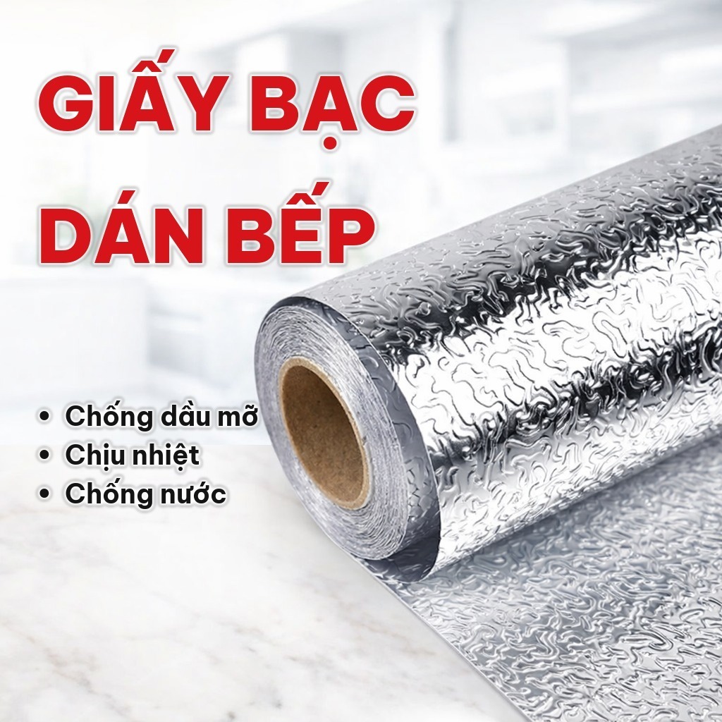 (COMBO 5) Giấy Bạc Dán Bếp 170X60CM, Decal Dán Bếp Tráng Nhôm Cách Nhiệt, Chống Dầu Mỡ Và Chống Thấm