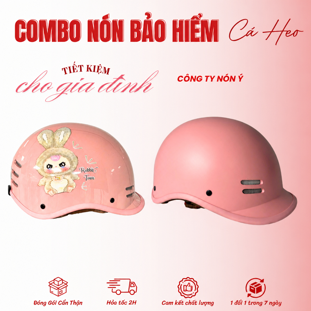 Nón bảo hiểm combo cá heo VHS CAHEO8 bền, thoáng mát ( Hồng ) | Shopee ...