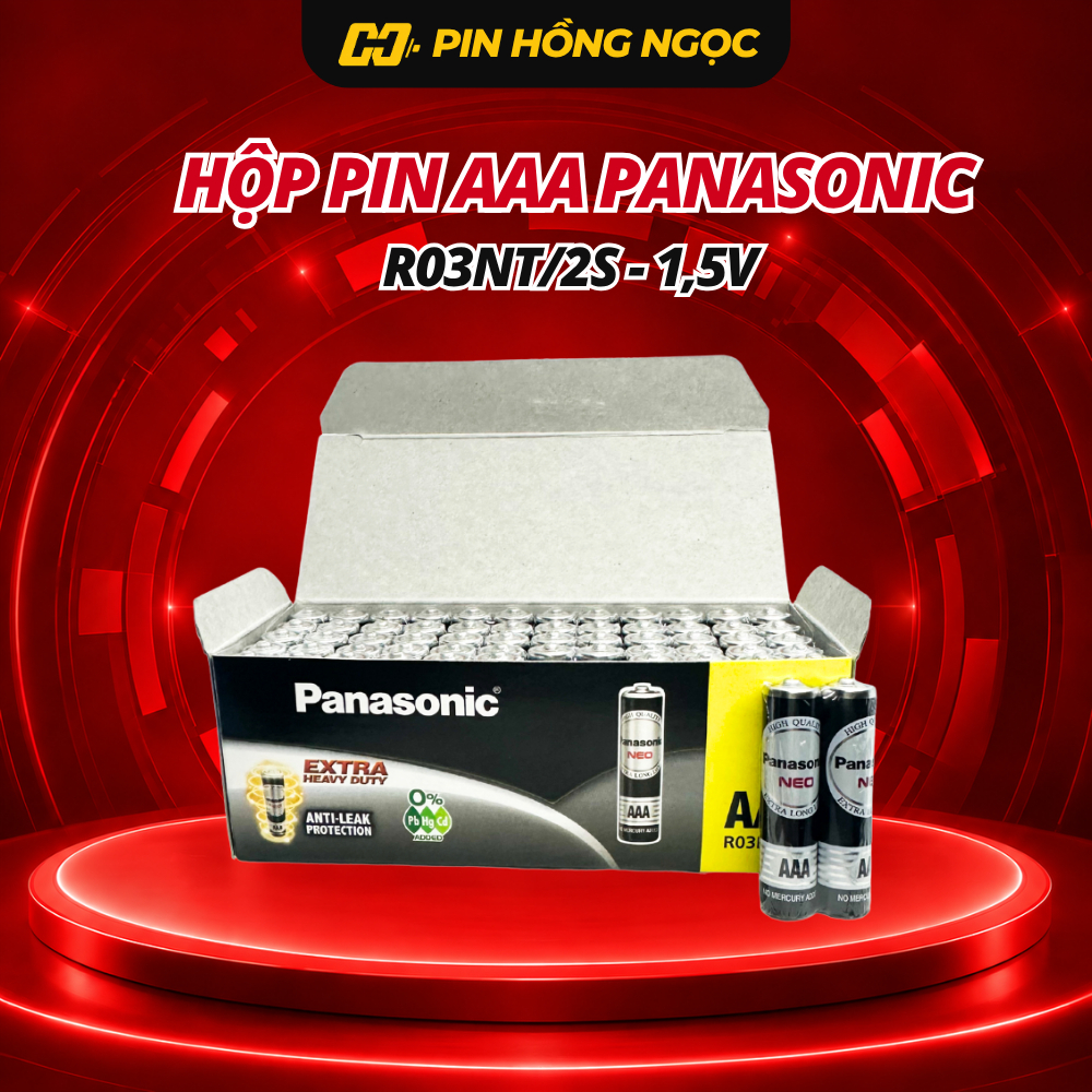 Pin AAA Panasonic R03NT/2S 1.5V Chính Hãng - Pin Đũa 3A 12/40 Viên, Hộp 60 Viên