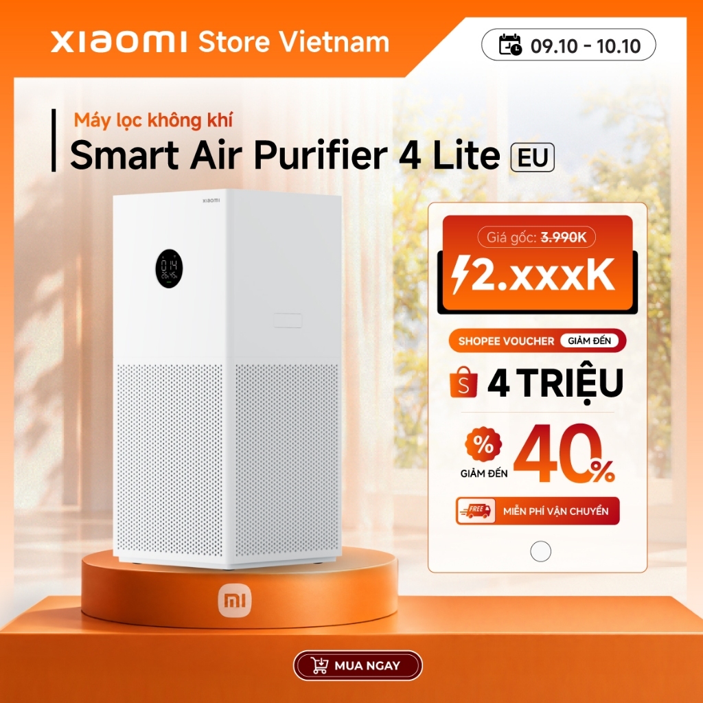 Xiaomi Máy lọc không khí thông minh Smart Air Purifier 4 Lite EU | 99,97% bụi mịn | 5 - 43m² - BH 1 năm chính hãng