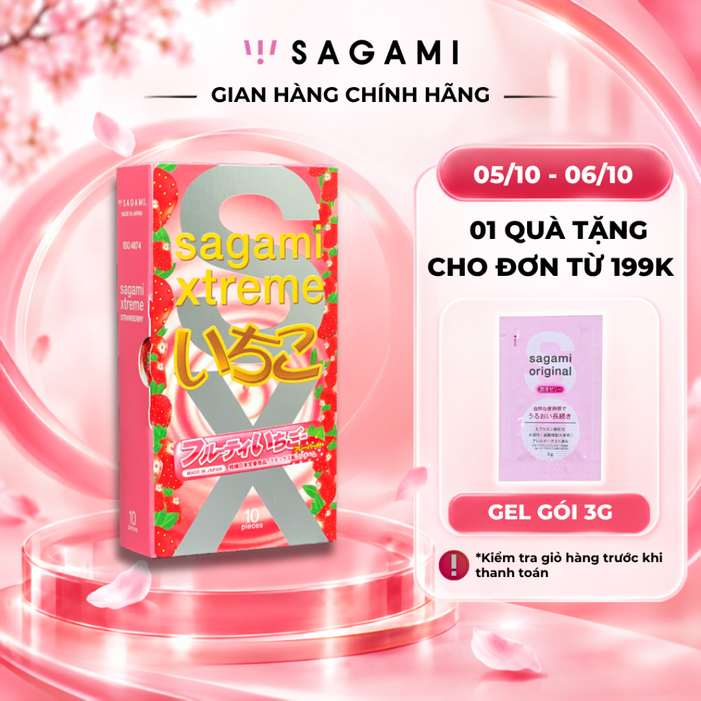 Bao cao su Sagami Strawberry - hương dâu dịu ngọt cao cấp - 01 Hộp