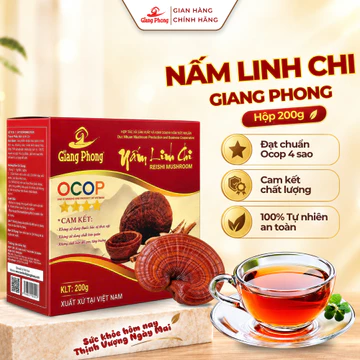 Nấm Linh Chi Giang Phong Nhãn Đỏ 200g Dòng Nấm Lim Khô Pha Trà Sắc Nước Tiện Dùng Cho Gia Đình