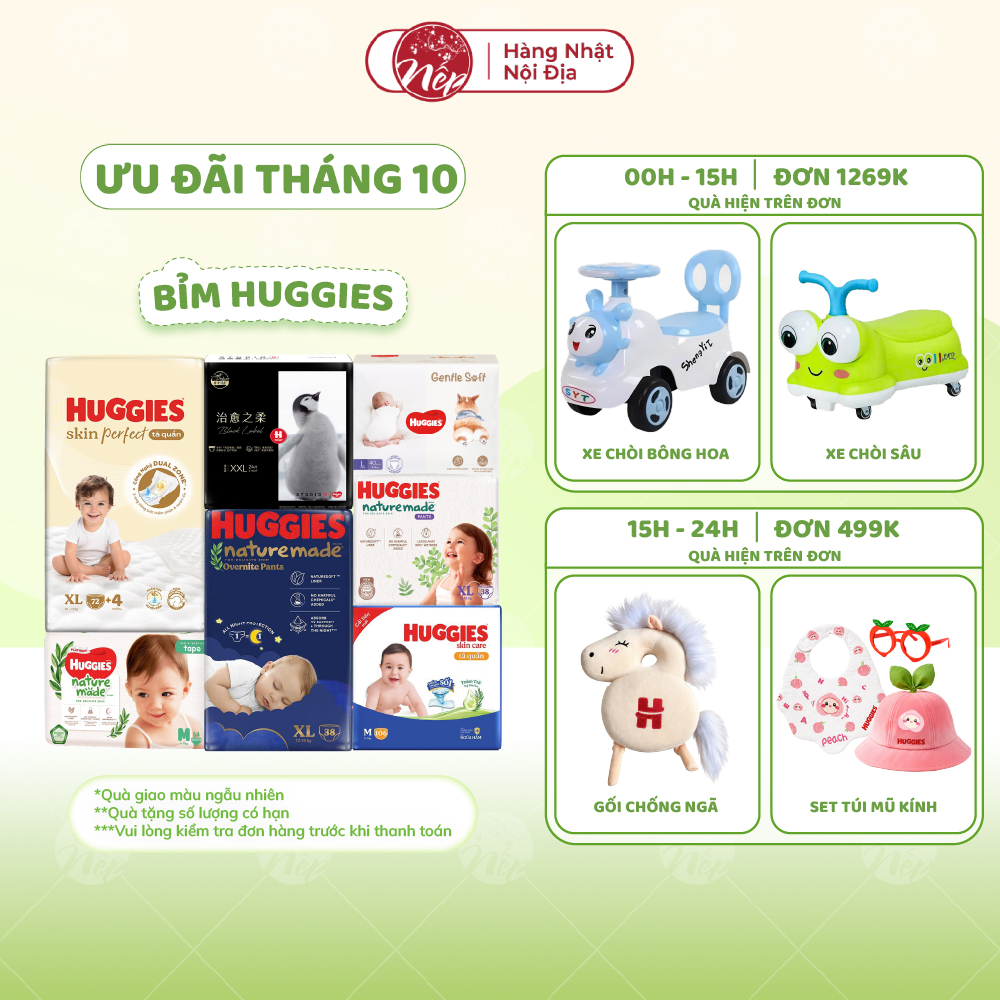 [TỔNG] Bỉm/tã dán/quần Huggies Platinum Nature Made Size NB60/S82/M64/L54/XL44/XXL26 - nepshop1