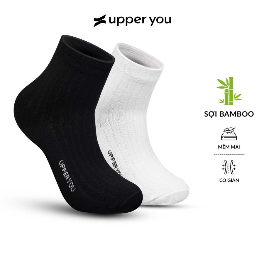 [TẶNG QUÀ ĐƠN 169K]Combo 5 đôi Tất Vớ Bamboo Sợi Tre Cổ Trung UPPER YOU Kháng Khuẩn Khử Mùi Thấm Hút Mồ Hôi-BSF3003