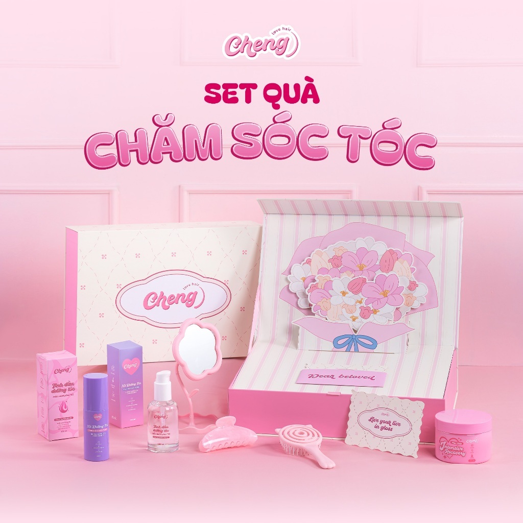 [Set Quà Tặng 20.10] Set quà tặng chăm sóc tóc, Box quà tặng bạn gái - Kem ủ tóc, Tinh dầu, Xịt dưỡng Chenglovehair