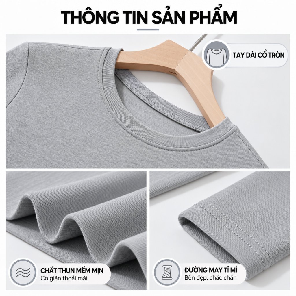 [MÀU MỚI] Áo Thun Nữ Tay Dài Cổ Tròn Ôm Body Chất Borip Lụa Co Giãn 4 Chiều Mềm Mịn BAINE - DD116 | BigBuy360 - bigbuy360.vn