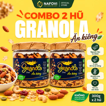 Combo 2 Hộp Granola Ăn Kiêng NAFOVI 300g, Ngũ Cốc Dinh Dưỡng Ăn Kiêng Với Công Nghệ Sấy Lạnh An Toàn
