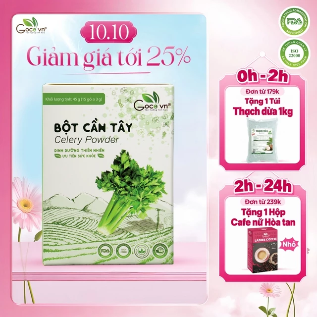 Bột cần tây nguyên chất Goce - 45g (15 gói x 3g) ST