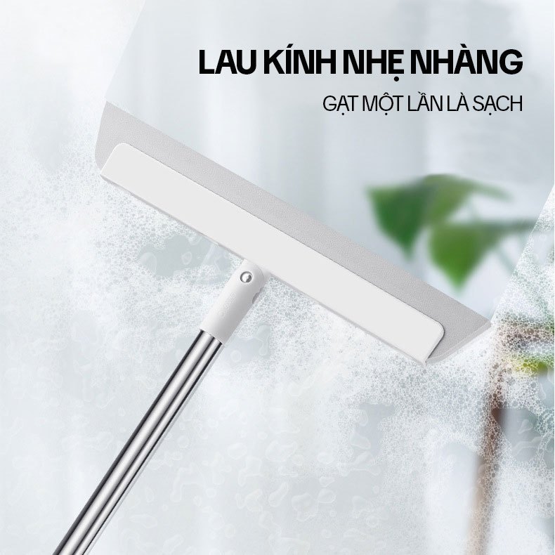 Cây gạt nước sàn nhà OKwife AGW-4477 34cm, lưỡi EVA mềm, quét tóc gom bụi, cán inox 93cm | BigBuy360 - bigbuy360.vn