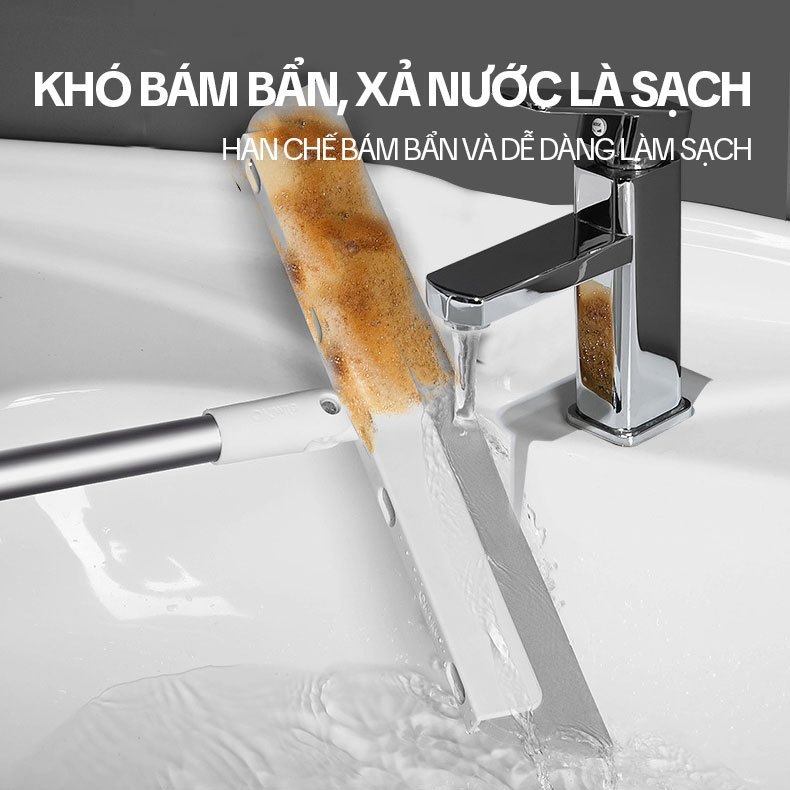 Cây gạt nước sàn nhà OKwife AGW-4477 34cm, lưỡi EVA mềm, quét tóc gom bụi, cán inox 93cm | BigBuy360 - bigbuy360.vn