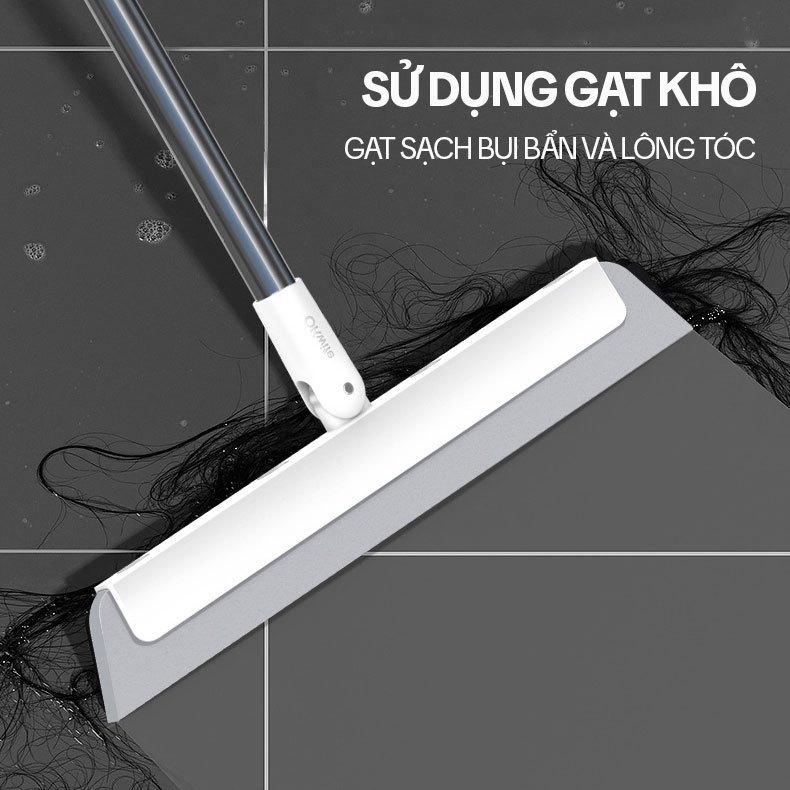 Cây gạt nước sàn nhà OKwife AGW-4477 34cm, lưỡi EVA mềm, quét tóc gom bụi, cán inox 93cm | BigBuy360 - bigbuy360.vn