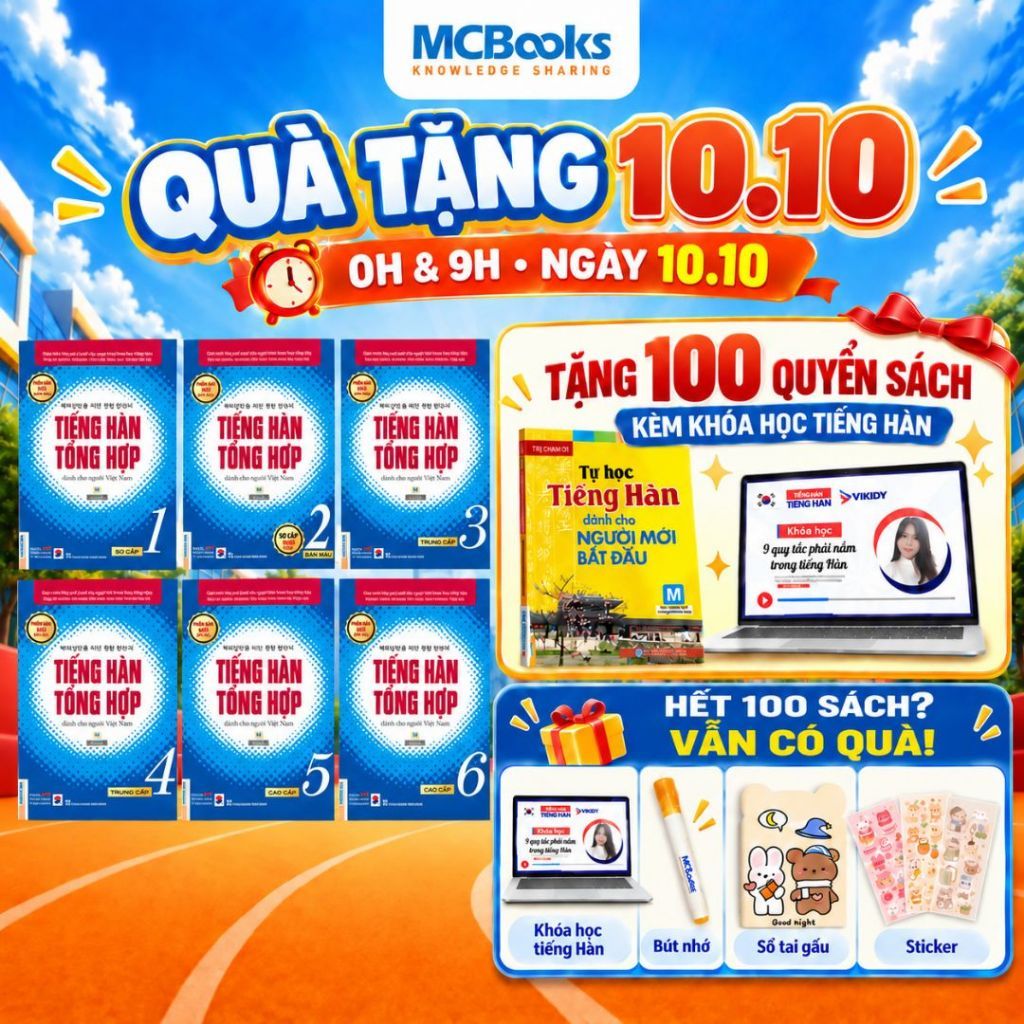 Sách - Combo Tiếng Hàn Tổng Hợp Dành Cho Người Việt Nam Tập 1-6 - Giáo Trình Kèm Sách Bài Tập - Nhắn tin shop để nhận KH