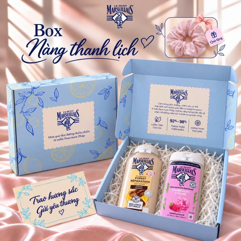 BOX QUÀ TẶNG "NÀNG THANH LỊCH " Gồm Sữa Tắm nữ 250ml & Dầu gội 250ml hương thơm dịu nhẹ, lành tính