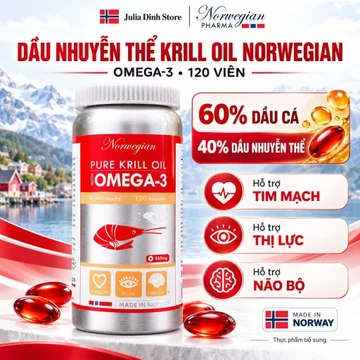 Dầu nhuyễn thể Norwegian Pure Natural Krill Oil Na Uy (120 viên)