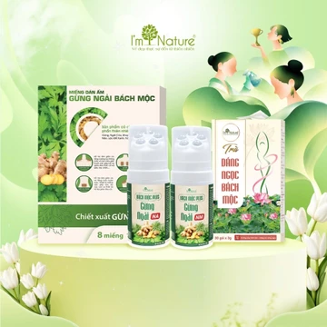 [SET QUÀ 20/10] Con lăn gừng ngải, con lăn massage cổ vai gáy bách mộc plus, thanh con lăn cạo gió mát xa (130ml)