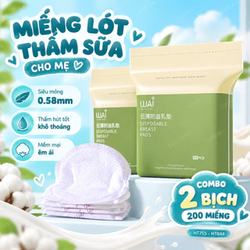 COMBO 2 Bịch 100 Miếng Lót Thấm Sữa Cho Mẹ, Mỏng 0.58mm Lót miếng thấm sữa thấm hút tốt - Lumi Care - HT755 - HT844