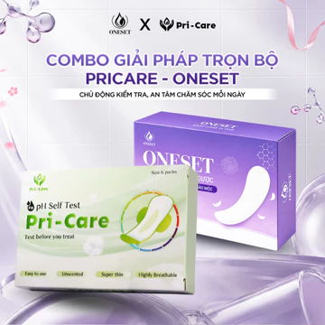 COMBO Băng vệ sinh test pH Pricare và băng vệ sinh thảo dược ONESET hỗ trợ theo dõi và chăm sóc vùng kín
