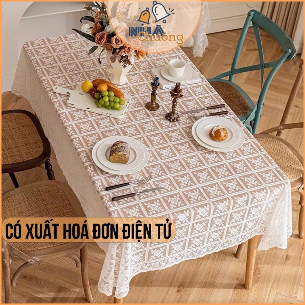 Khăn trải bàn ren hoa nhiều kích thước cho bàn tròn, bàn vuông, bàn chữ nhật
