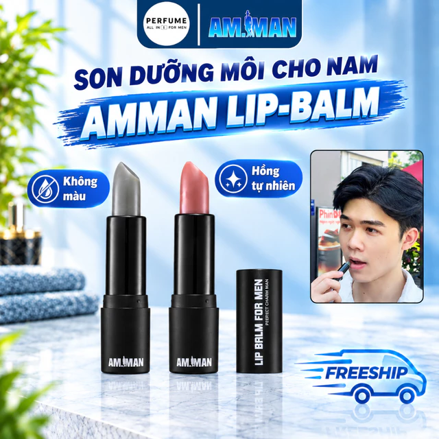 Son dưỡng môi nam AM MAN LIP BALM dưỡng ẩm, son dưỡng có màu cho nam giảm thâm môi, chống nứt nẻ