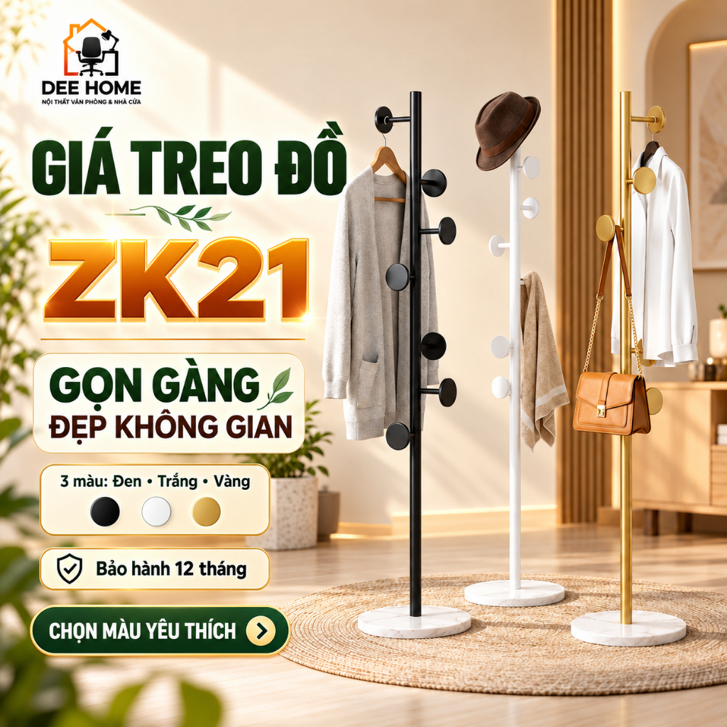 Cây Treo Quần Áo ZK21 Chân Đế Vân Đá Cẩm Thạch, Giá Treo Đồ Đứng Kim Loại Sang Trọng Phòng Ngủ